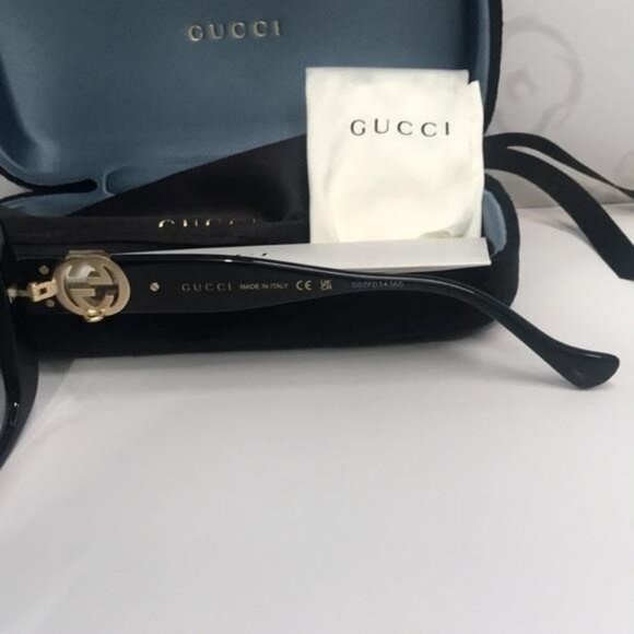 New Authentic Gucci GG1029SA 001 Black Square Sunglasses Grey Gradient Lenses - Picture 10 of 11